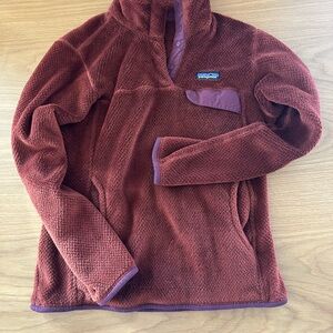 Patagonia Maroon and Rust Fleece Pullover - Medium